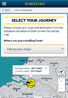 Screenshot wifikanaal Eurostar met de snelheid.
